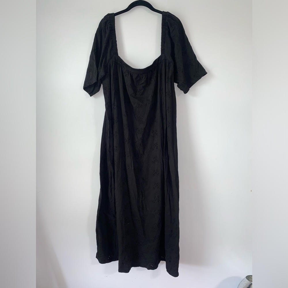 ASOS Black Eyelet Off The Shoulder Midi Dress